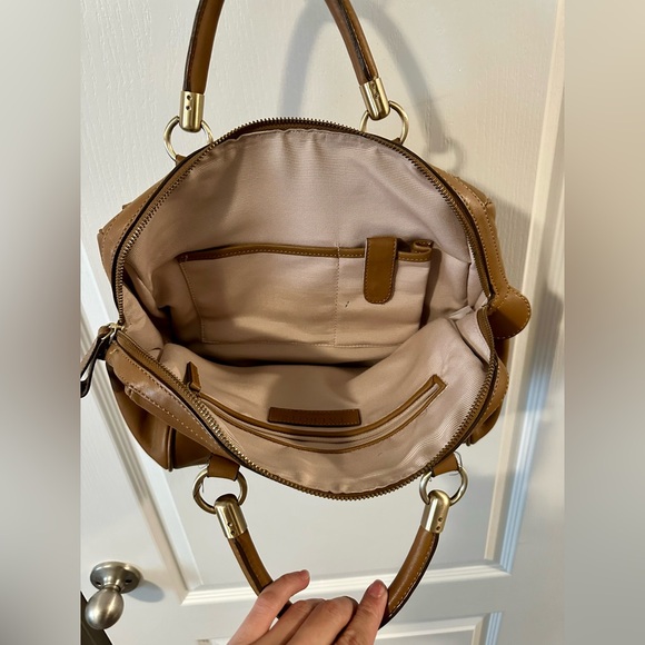 Talbots - Tan Leather Handbag with Gold Buckles - Amazing Condition! - Picture 6 of 10